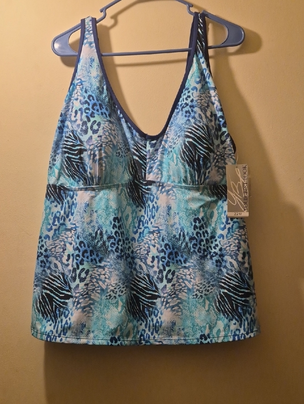 Blue Aqua Animal Print Tankini Top